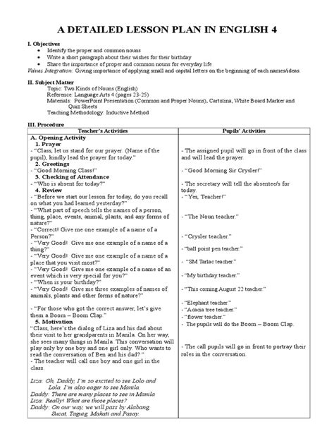 HEALTH HOLIDAY MUSIC. . Detailed lesson plan in english grade 4 pdf